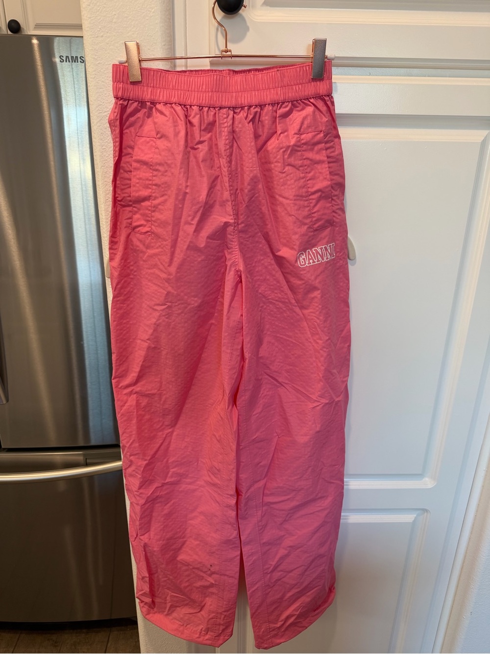 Ganni Hot Pink Elastic Waist Track Pants
